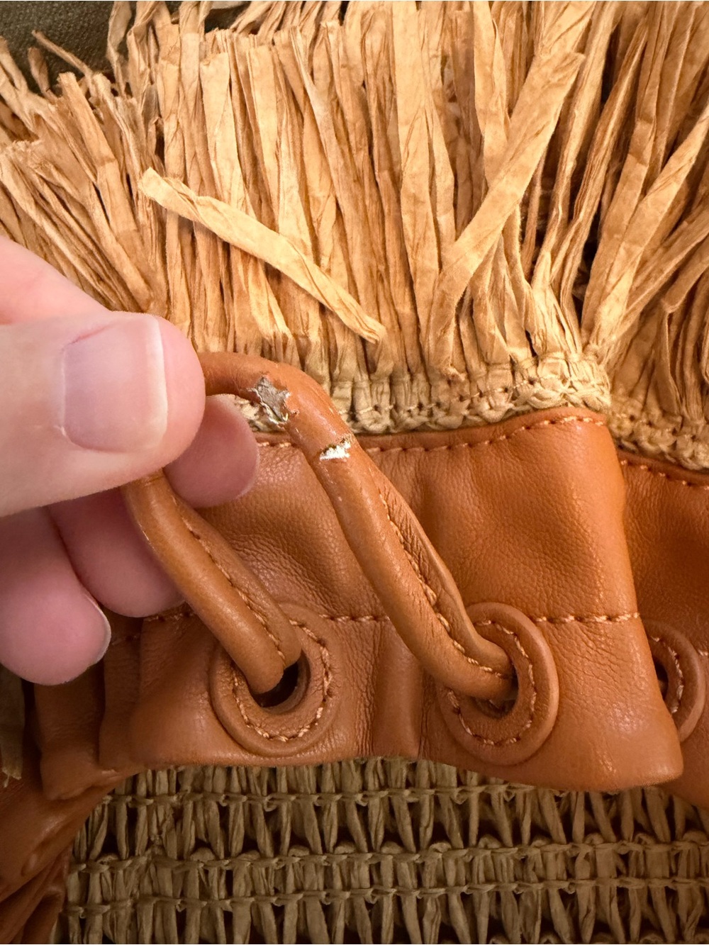 Simon Miller Scrunch Raffia Fringe Bag Pouch Clutch - Picture 5 of 9